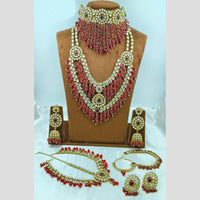 Lucentarts Jewellery Opulent Kundan Stone Pearl And Beads Bridal Jewellery Set