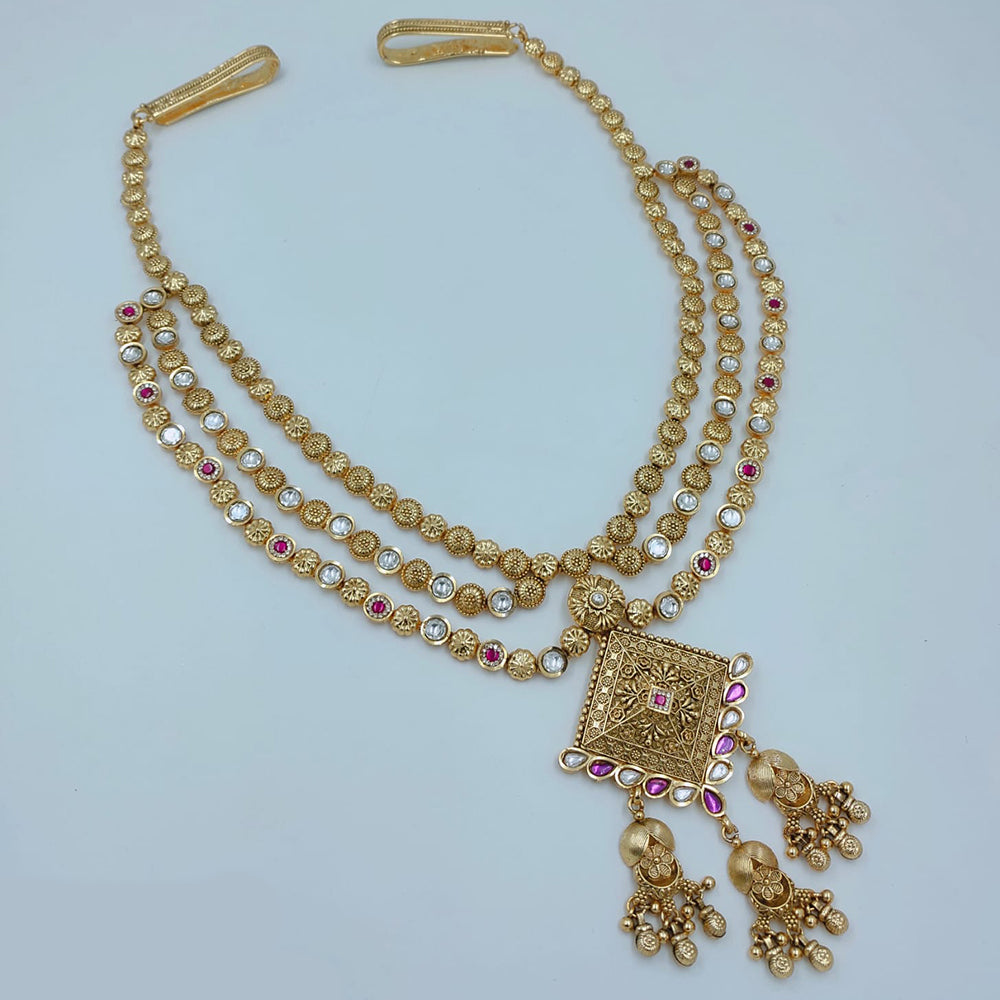 Lucentarts Jewellery Traditional Pota Stone Pearl & Beads Kamarband for Bridal & Festive Wear