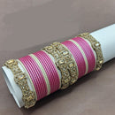 Lucentarts Jewellery Sparkling Crystal Stone Fancy Bangles Set for Wedding & Festive Wear