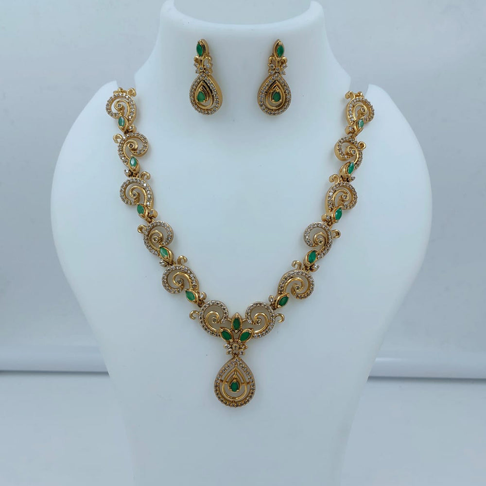 Lucentarts Jewellery Designer Pota Stone And Austrian Stone Pear Necklace Set