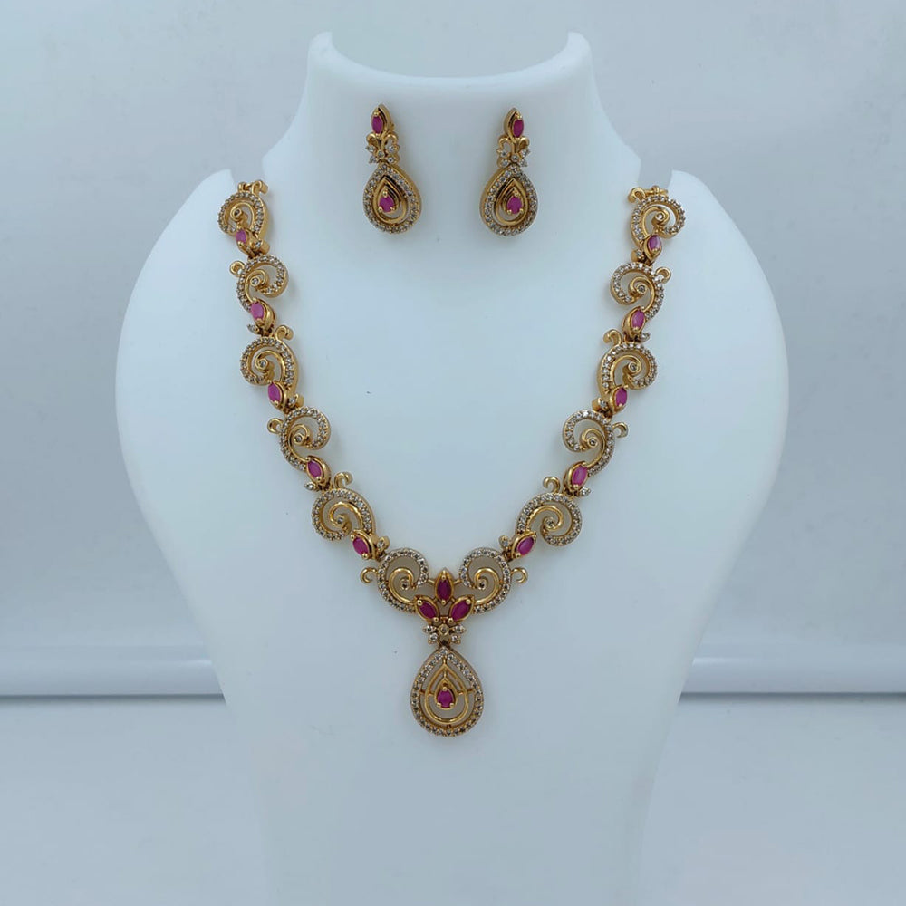 Lucentarts Jewellery Designer Pota Stone And Austrian Stone Pear Necklace Set