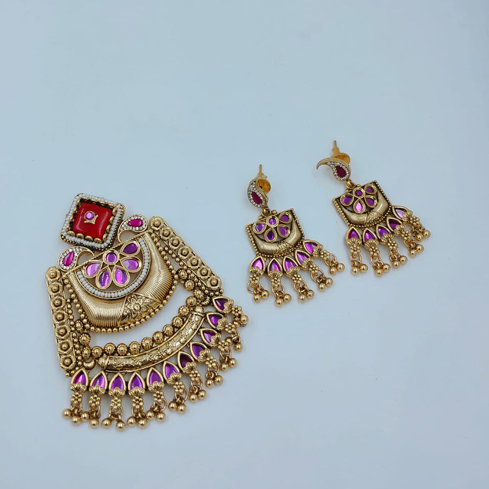 Lucentarts Jewellery Royal Pota Stone And Pearl Pendant Set