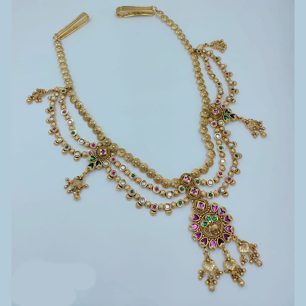 Lucentarts Jewellery Traditional Pota Stone And Pearl Kamarband for Bridal & Festive Wear