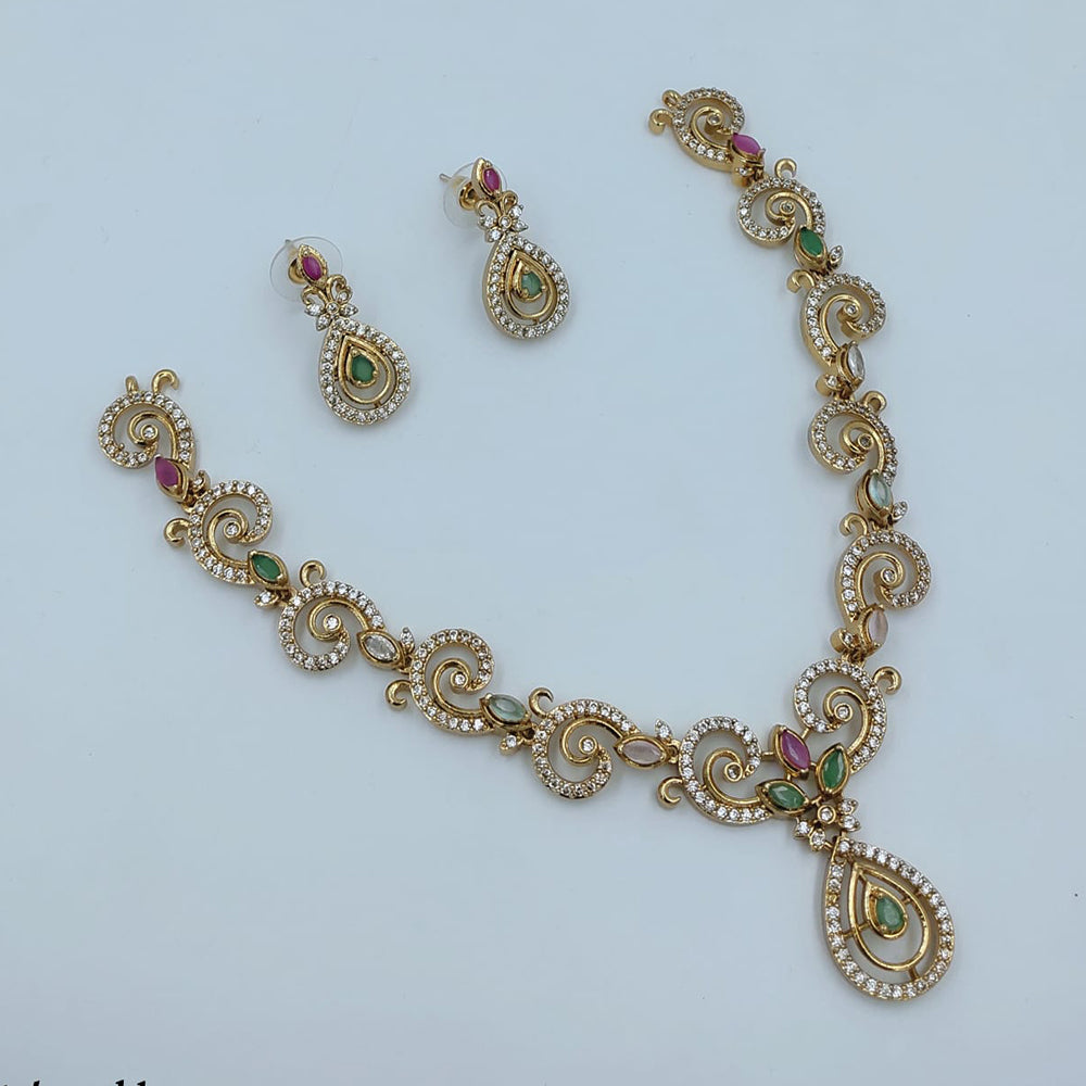 Lucentarts Jewellery Designer Pota Stone And Austrian Stone Necklace Set