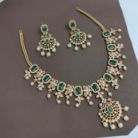 Lucentarts Jewellery Gorgeous Crystal Stone And Austrian Stone Pearl Necklace Set