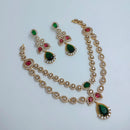 Lucentarts Jewellery Royal Look American Diamond Double Layer Necklace Set