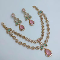 Lucentarts Jewellery Royal Look American Diamond Double Layer Necklace Set