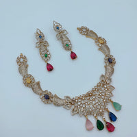 Lucentarts Jewellery Royal Look American Diamond Designer Necklace Set