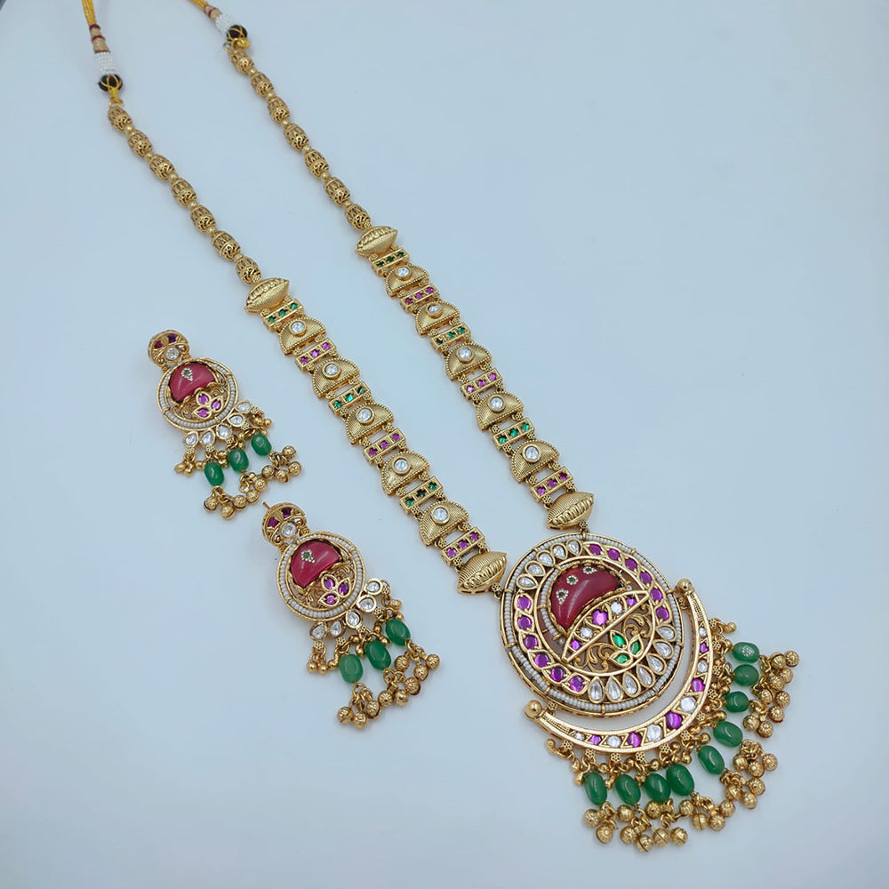 Lucentarts Jewellery Elegant Pota Stone And Pearl Long Necklace Set