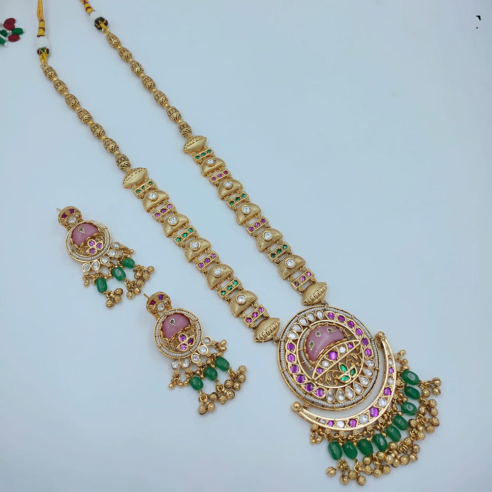 Lucentarts Jewellery Elegant Pota Stone And Pearl Long Necklace Set
