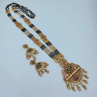 Lucentarts Jewellery Traditional Pota Stone And Black Beads Mangalsutra