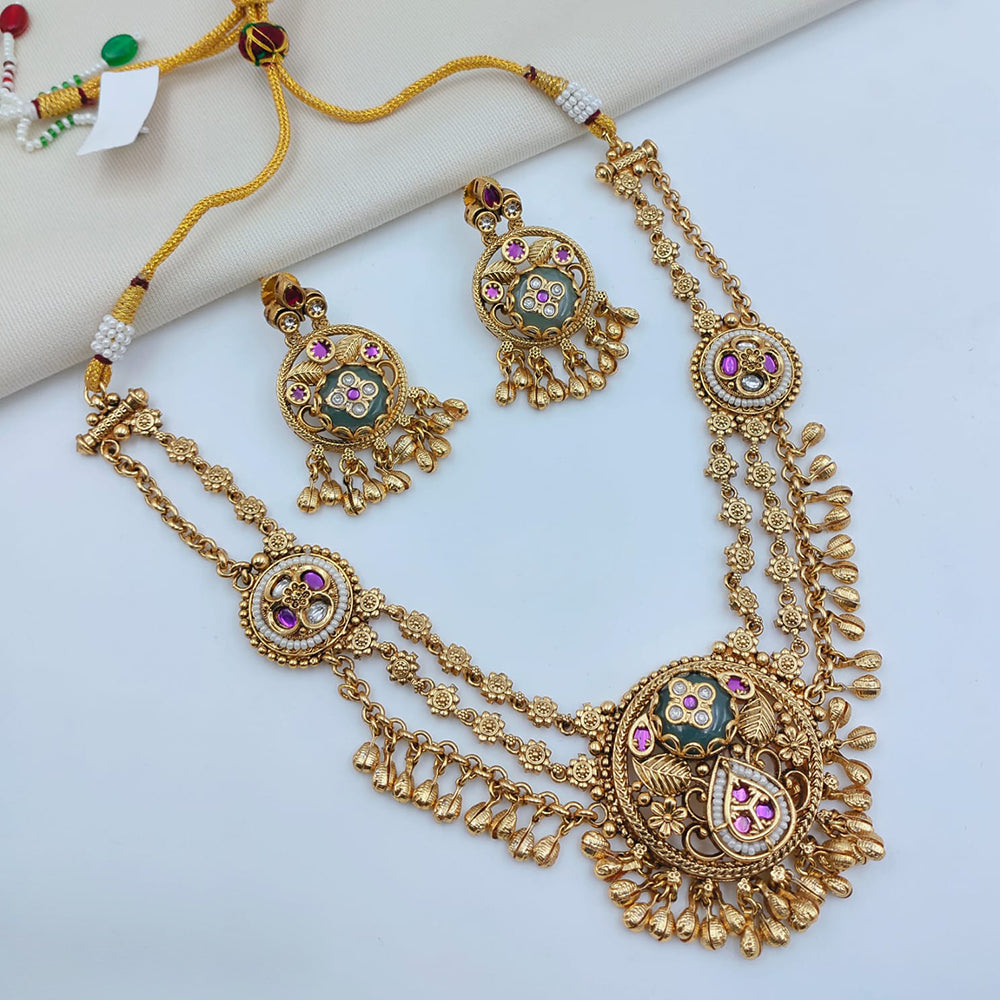 Lucentarts Jewellery Designer Pota Stone And Austrian Stone Pearl Necklace Set