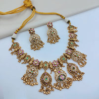 Lucentarts Jewellery Designer Pota Stone And Pearl Necklace Set