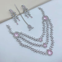 Lucentarts Jewellery Sparkling American Diamond Necklace Set for Women