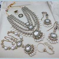 Lucentarts Jewellery Premium Kundan And Beads Semi Bridal Necklace Set for Women