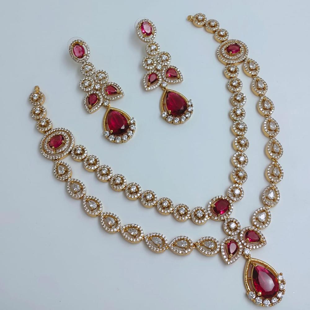 Lucentarts Jewellery Sparkling American Diamond Necklace Set for Women