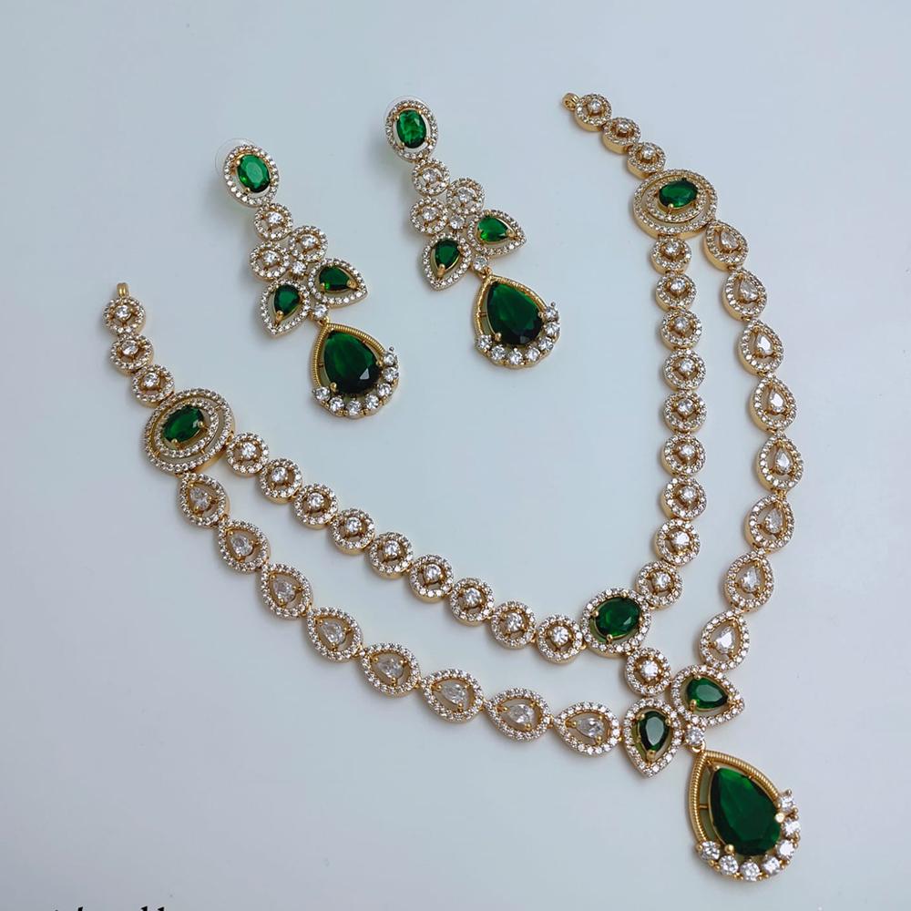 Lucentarts Jewellery Sparkling American Diamond Necklace Set for Women
