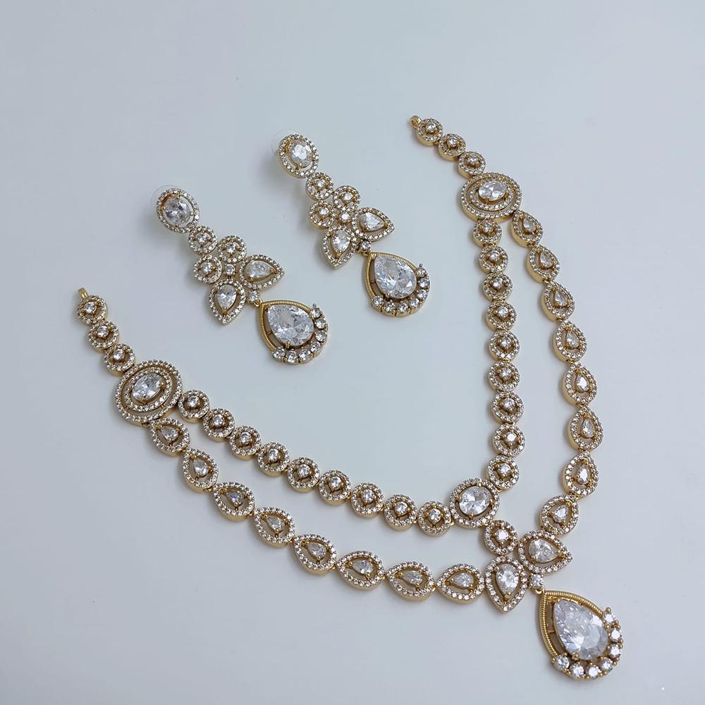 Lucentarts Jewellery Sparkling American Diamond Necklace Set for Women