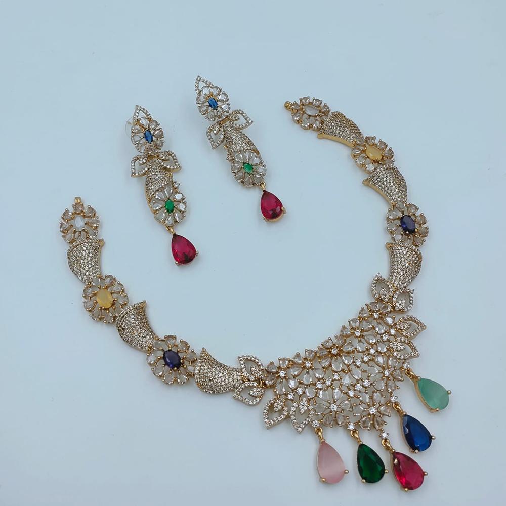 Lucentarts Jewellery Sparkling American Diamond Necklace Set for Women