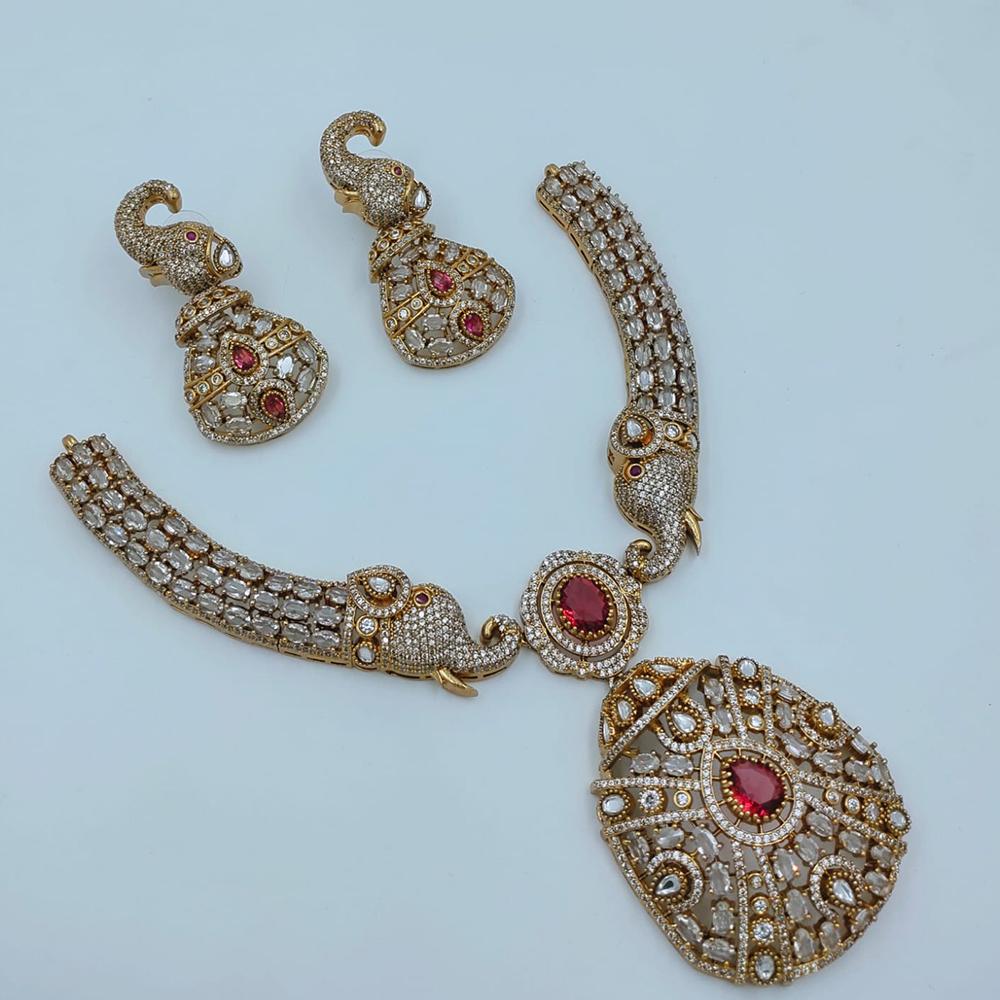 Lucentarts Jewellery Sparkling American Diamond Necklace Set for Women