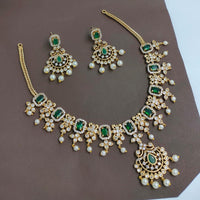 Lucentarts Jewellery Sparkling American Diamond And Pearl Necklace Set for Women