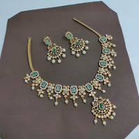 Lucentarts Jewellery Sparkling American Diamond And Pearl Necklace Set for Women