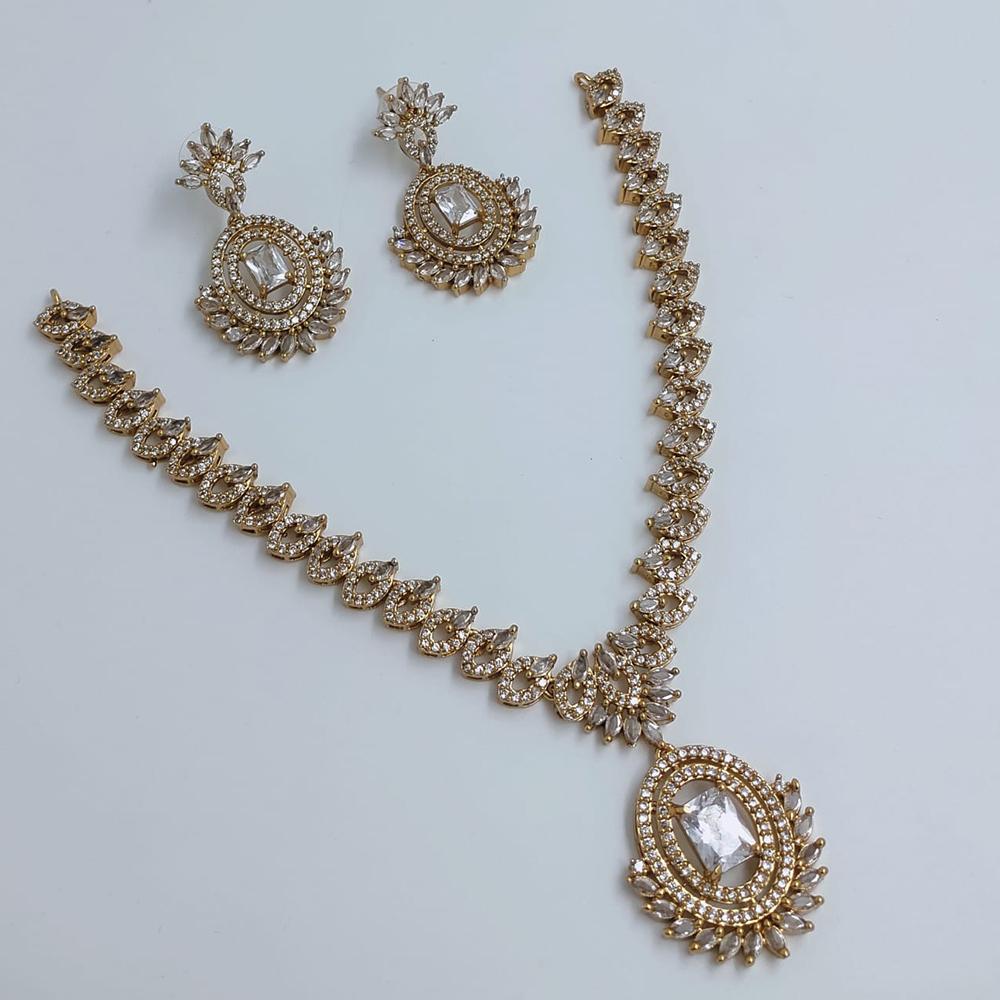 Lucentarts Jewellery Sparkling American Diamond Necklace Set for Women