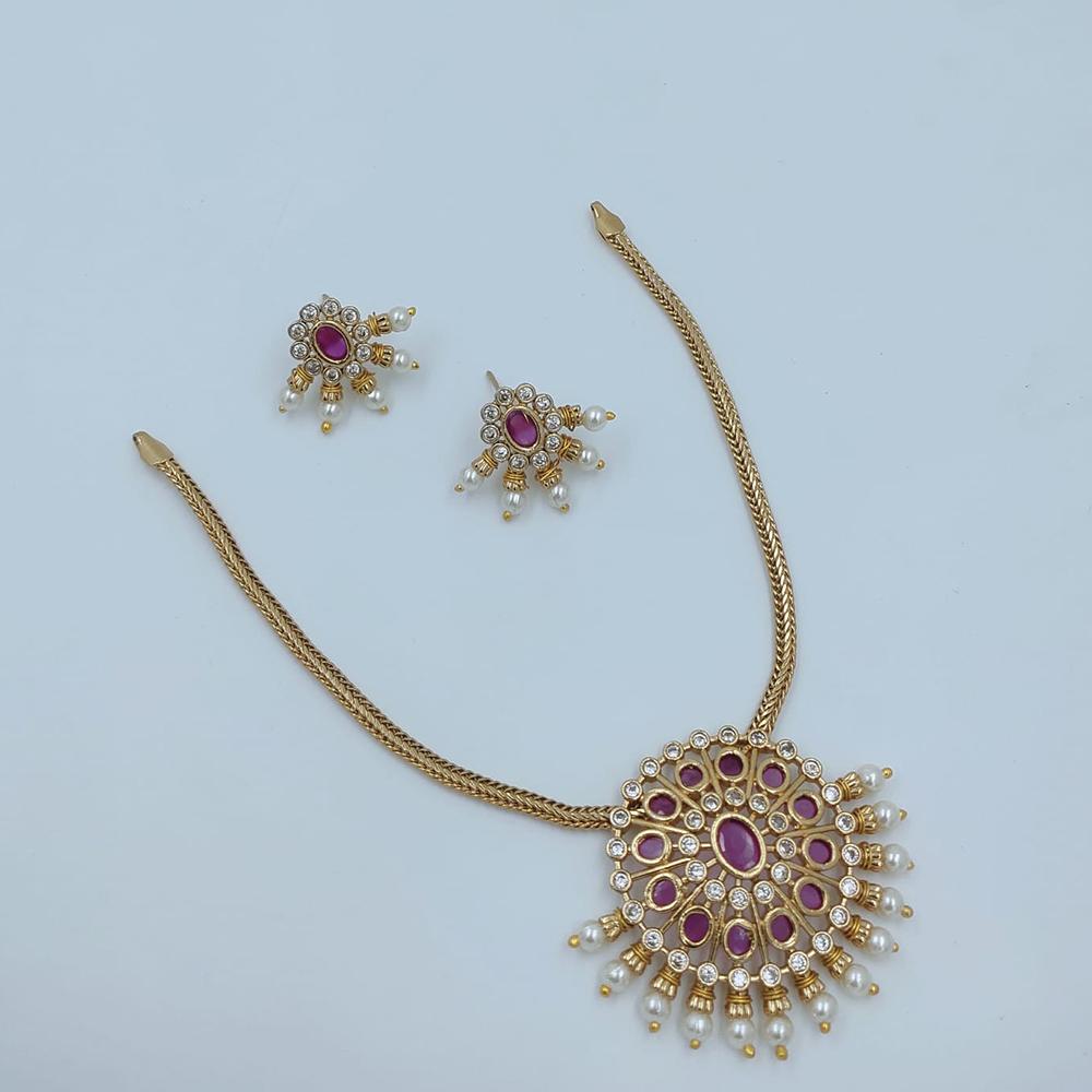 Lucentarts Jewellery Premium Ethnic Pota Stone Pearl Necklace Set