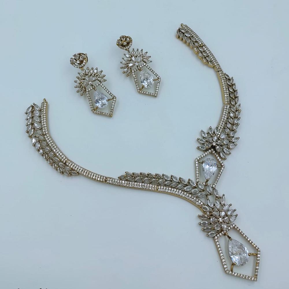 Lucentarts Jewellery Sparkling American Diamond Necklace Set for Women