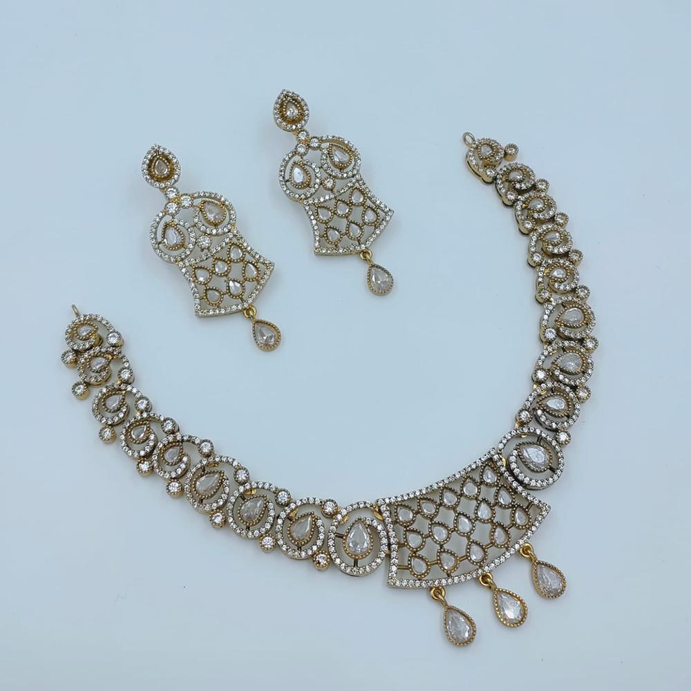 Lucentarts Jewellery Sparkling American Diamond Necklace Set for Women