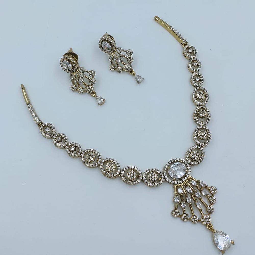 Lucentarts Jewellery Sparkling American Diamond Necklace Set for Women