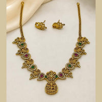 Lucentarts Jewellery Premium Ethnic Pota Stone Temple Necklace Set