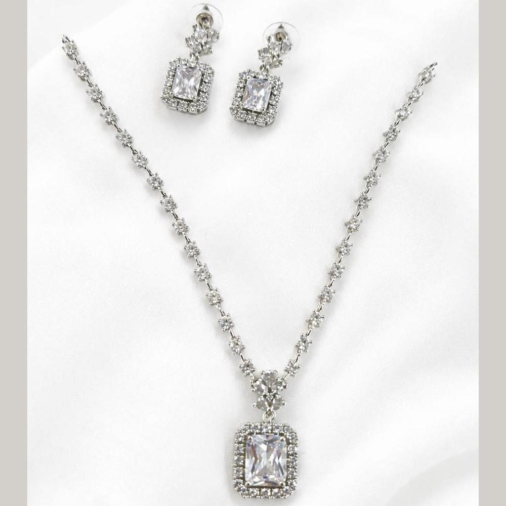 Lucentarts Jewellery Sparkling American Diamond Necklace Set for Women