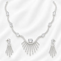 Lucentarts Jewellery Sparkling American Diamond Necklace Set for Women