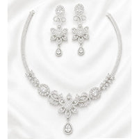 Lucentarts Jewellery Sparkling American Diamond Necklace Set for Women