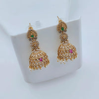 Lucentarts Jewellery Designer Pota Stone And Pearl Jhumki Earrings