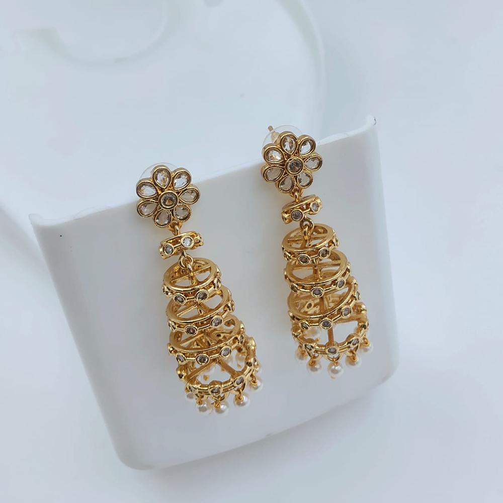 Lucentarts Jewellery Designer Pota Stone And Pearl Jhumki Earrings