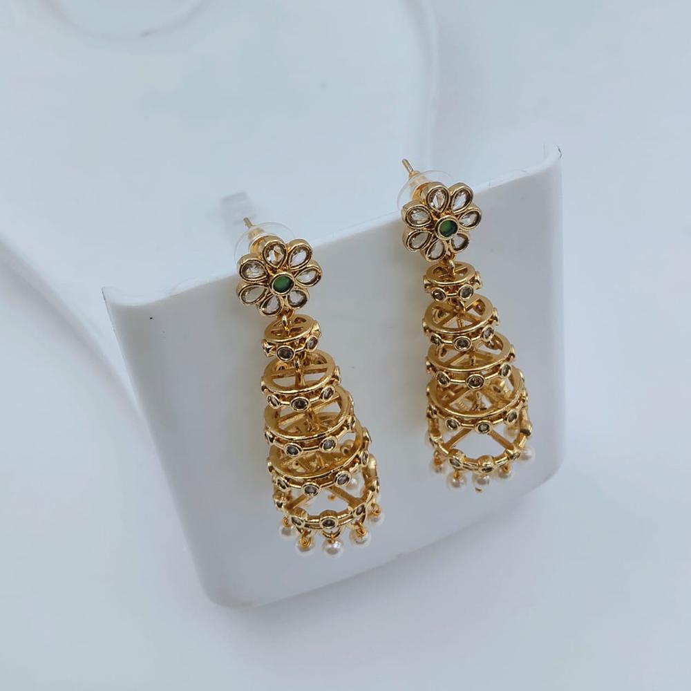 Lucentarts Jewellery Designer Pota Stone And Pearl Jhumki Earrings