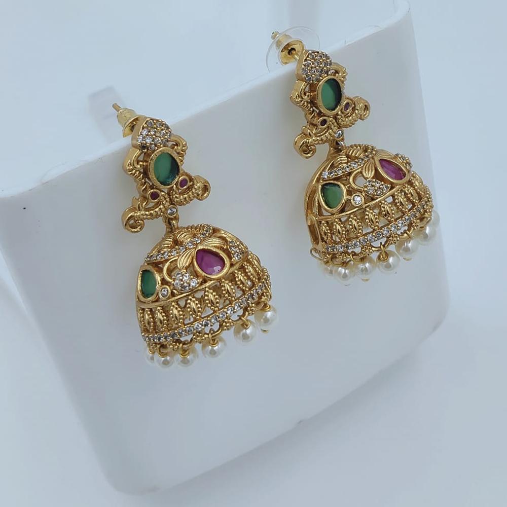 Lucentarts Jewellery Designer Pota Stone And Pearl Jhumki Earrings