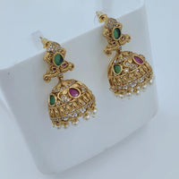 Lucentarts Jewellery Designer Pota Stone And Pearl Jhumki Earrings