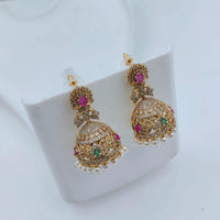 Lucentarts Jewellery Designer Pota Stone And Pearl Jhumki Earrings