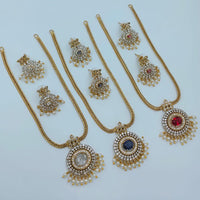 Lucentarts Jewellery Sparkling American Diamond Necklace Set for Women