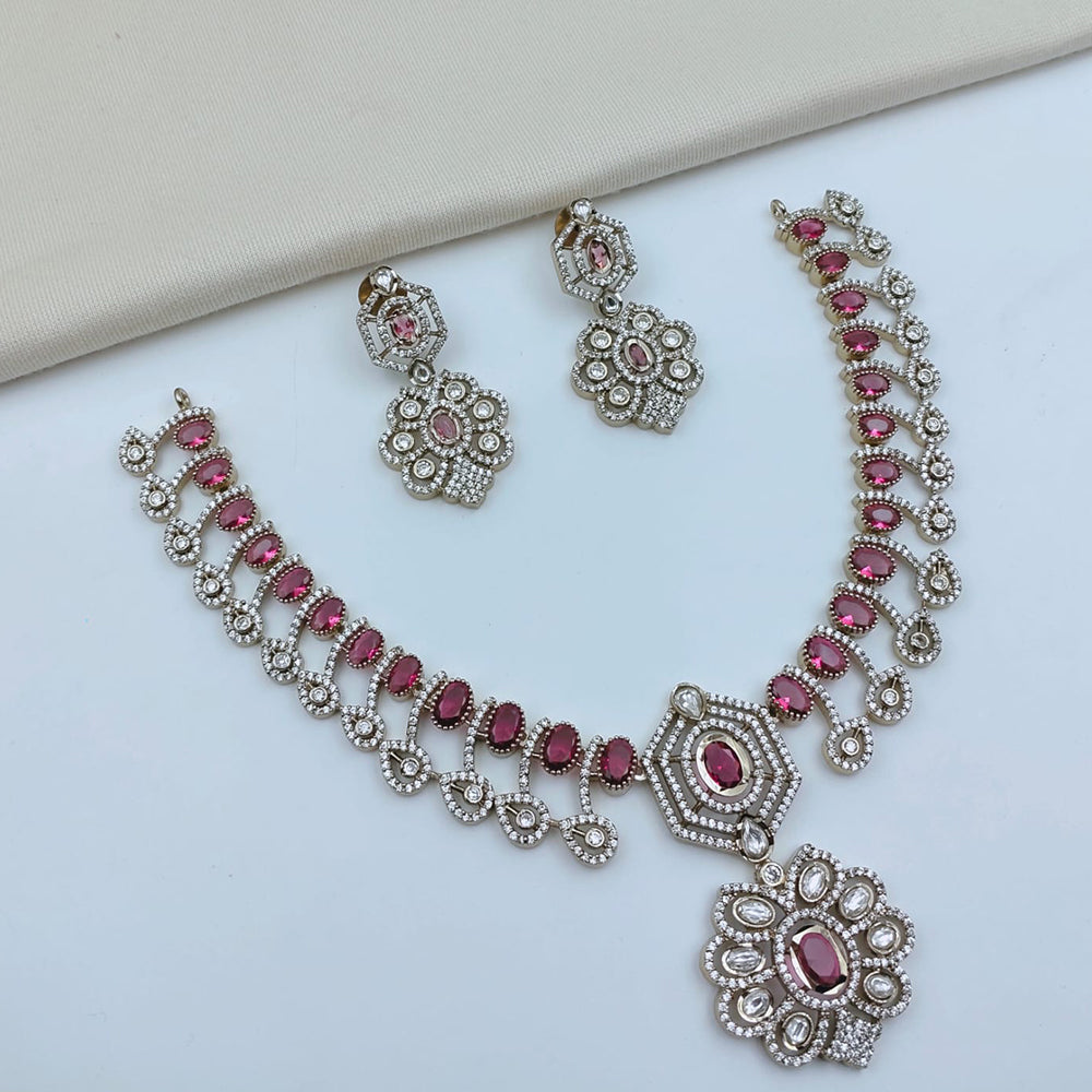 Lucentarts Jewellery Sparkling American Diamond Necklace Set for Women