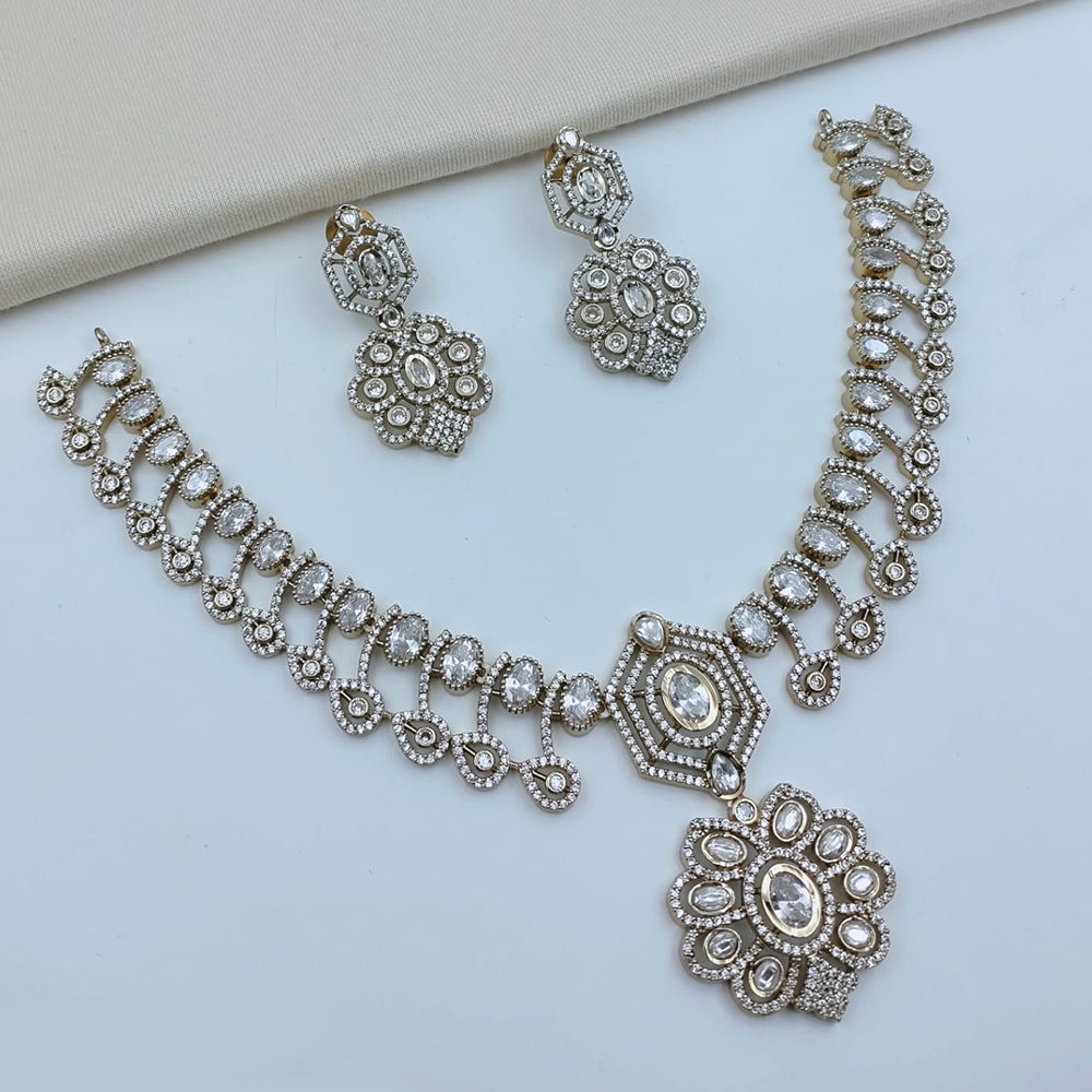Lucentarts Jewellery Sparkling American Diamond Necklace Set for Women