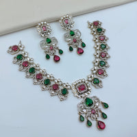 Lucentarts Jewellery Sparkling American Diamond Necklace Set for Women