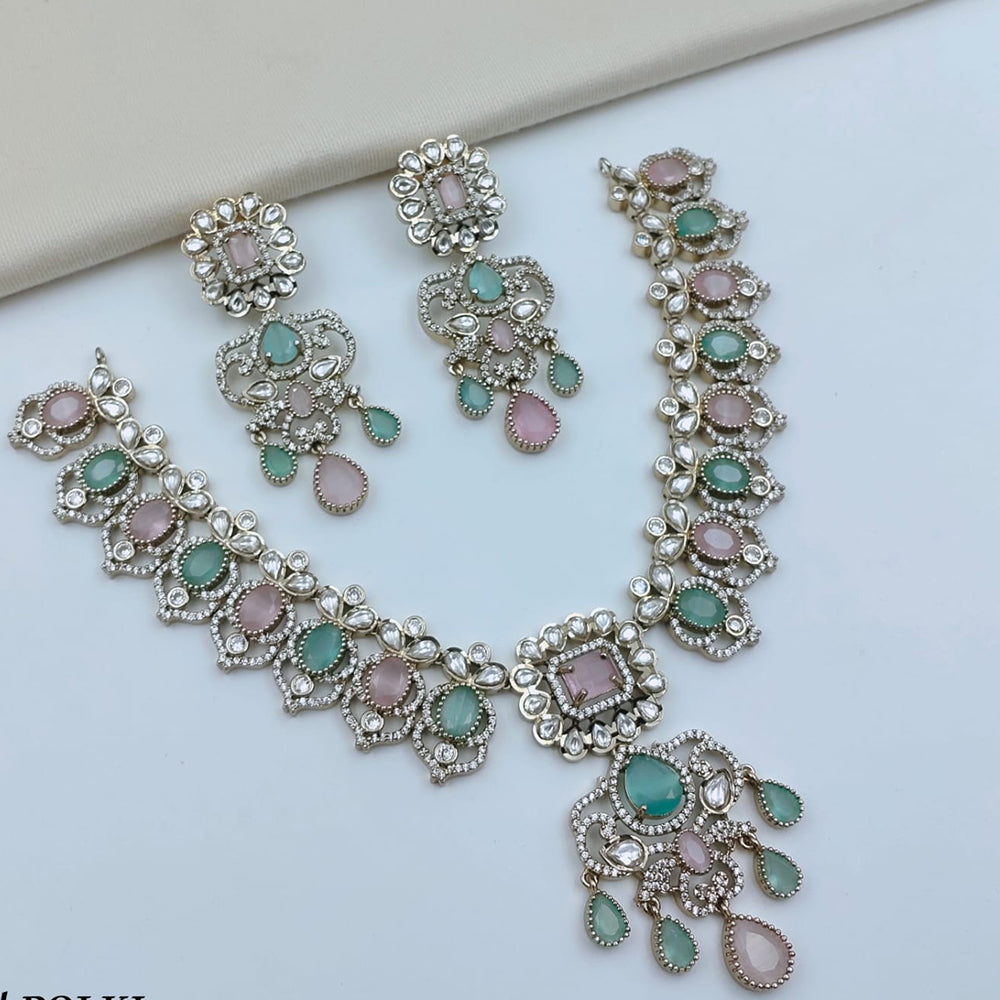 Lucentarts Jewellery Sparkling American Diamond Necklace Set for Women