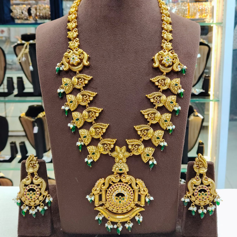 Lucentarts Jewellery Premium Pota Stone And Pearl Long Necklace Set