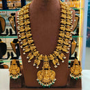 Lucentarts Jewellery Premium Pota Stone And Pearl Temple Long Necklace Set