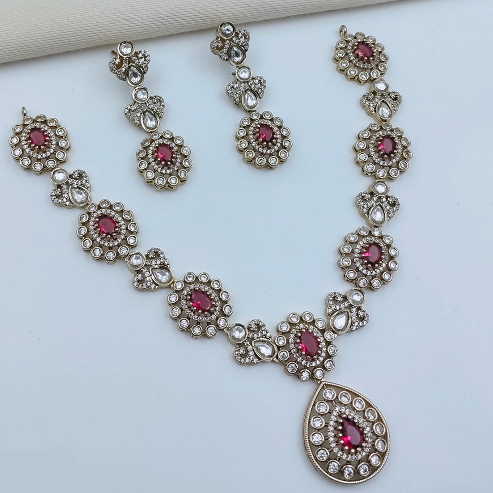 Lucentarts Jewellery Sparkling American Diamond Necklace Set for Women