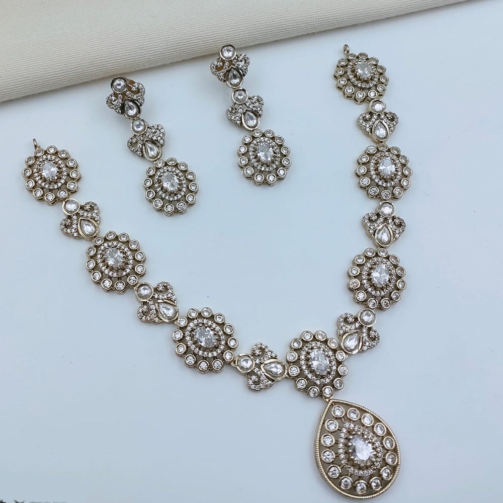 Lucentarts Jewellery Sparkling American Diamond Necklace Set for Women